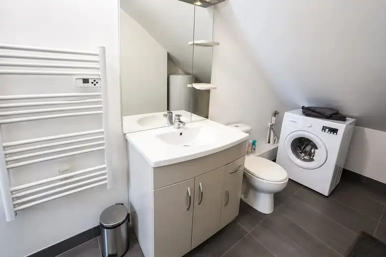 La salle d’eau et son lave-linge — Immeuble de rapport de 129m² composé de 2 T3 et d’un studio à Saint-Pol-sur-Mer